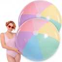 Tradder 2 Pcs 60 Inch Giant Inflatable Beach Ball Large Pastel Macaron Inflatable Float Jumbo Pool Playground Balls for Adults Summer Outdoor Games Water Pool Beach Party Favor (Multicolor)