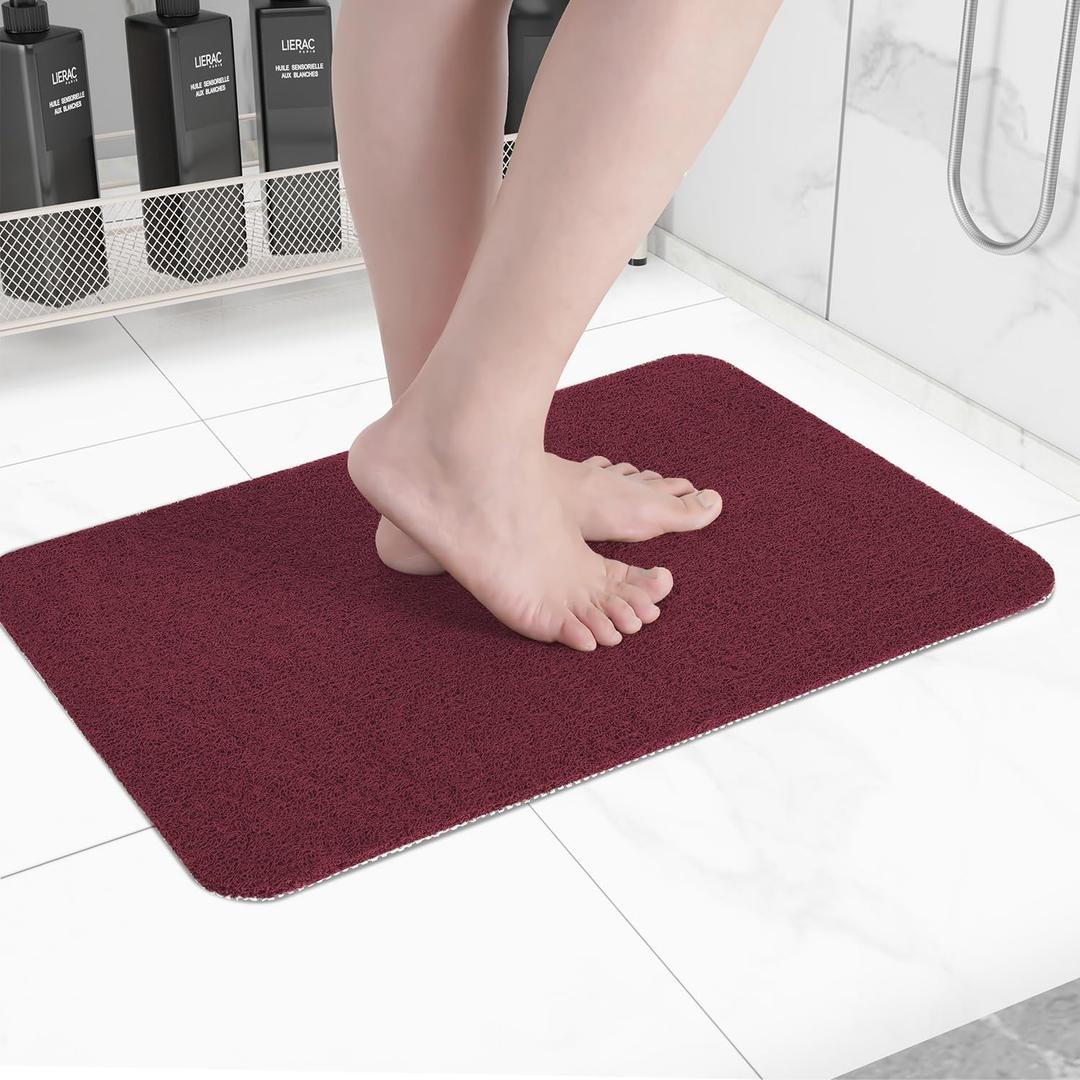Non-Slip Bathtub Mat, Anti Slip Shower Mat, Fast Drying Bathtub Mats, Foot Scrubber Mat, Anti Slip Mat for Tub, Floor, Bathroom, Kitchen, Home, Hotel (Wine Red 24"16")