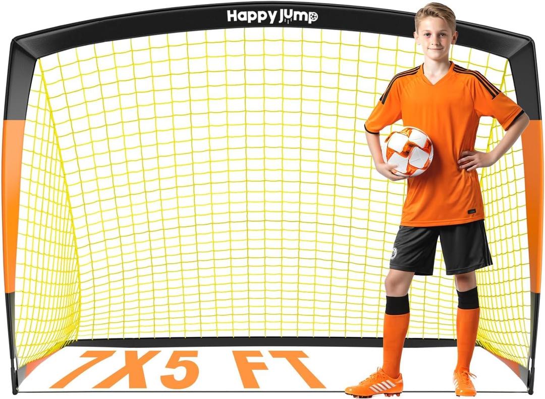 Happy Jump Kids Backyard Soccer Goals 7x5 & 5x3.6 FT, Portable Outdoor Play