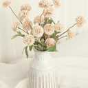 Floroom 5pcs Beige Faux Silk Mums Artificial Flowers, Bulk Fake Small Mini Chrysanthemums with Stems for DIY Champagne Wedding Centerpieces Floral Arrangements Vase Fillers Home Decorations