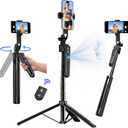 Auto Face Tracking Tripod 360 Rotation with Stand, 70.9" Motion Sensor Phone Tripod Stand, No App, Gesture Control, Smart Face Body Auto Tracking Selfie Stick Tripods for Video Record/Live Streaming