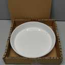 Fun Elements Shallow Dog Bowls, 10.5" Ceramic Large Food Plate for Small, Medium and Large Breeds, Non-Slip, Flat and Wide, Dishwasher Safe, Suitable for Dogs and Cats (White)