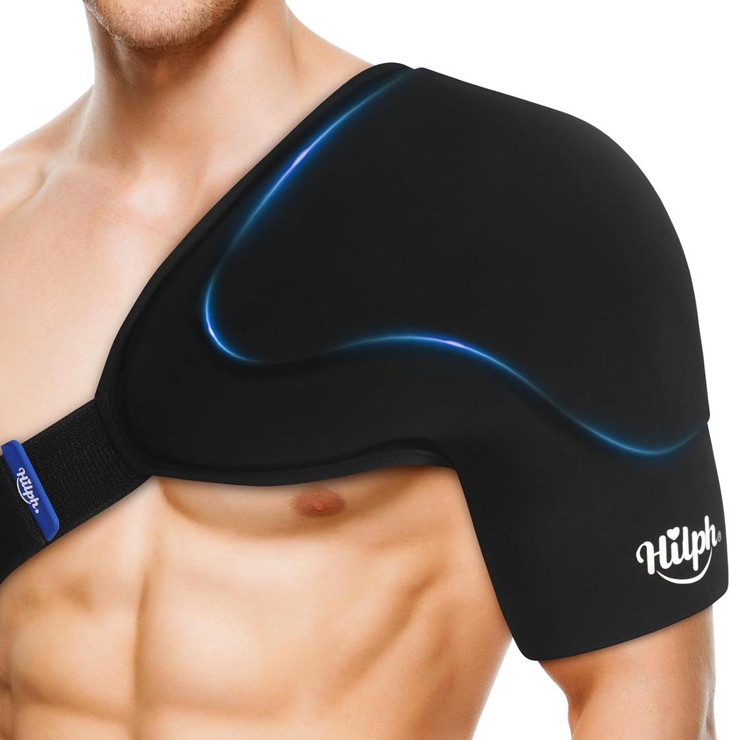 Hilph Shoulder Ice Pack Wrap for Rotator Cuff and Arm, Reusable Double-Layer Gel Cold Wrap with Compression for Targeted Area, Easy to Put On & Take Off, Flexible Fit for Men & Women, Large