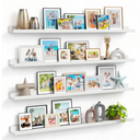 Forbena Floating Shelves for Wall 47 Inch Long Set of 4, Large White Picture Ledge Shelf for Living Room, Modern Wood Wall Shelves with Lip for Bedroom Photo Frames, Hallway Office Nursery Kids Books