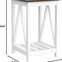 ChooChoo Farmhouse End Table, Rustic Vintage End Side Table with Storage Shelf for Small Spaces, Nightstand Sofa Table for Living Room, Bedroom White 2 Pack