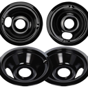Black Stove Burner Drip Pans Replacement 6 In & 8 In