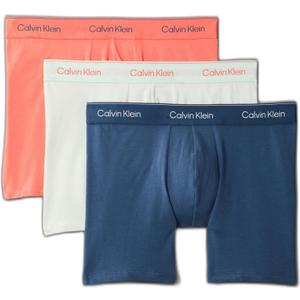 Calvin Klein Men's Calvin Klein Mens Icon Cotton Stretch Boxer Brief 3pk, Small  (Coral Pop W/ Dark Denim Logo, Sprout Green W/ Coral Pop Logo, Dark Denim W/ Sprout Green Logo)
