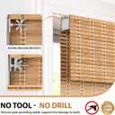 LazBlinds No Tools No Drill Cordless Bamboo Roman Shades, Light Filtering Window Treatment, Roll Up Bamboo Blinds for Window 28'' W x 64'' H, Brown