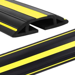 Eapele 4 ft Cable Protector Cord Cover for Floor, Heavy Duty PVC Duct Easy to Unroll, Prevent Trip Hazard for Home Office or Outdoor Settings (4 feet-1pc, Yellow & Black)