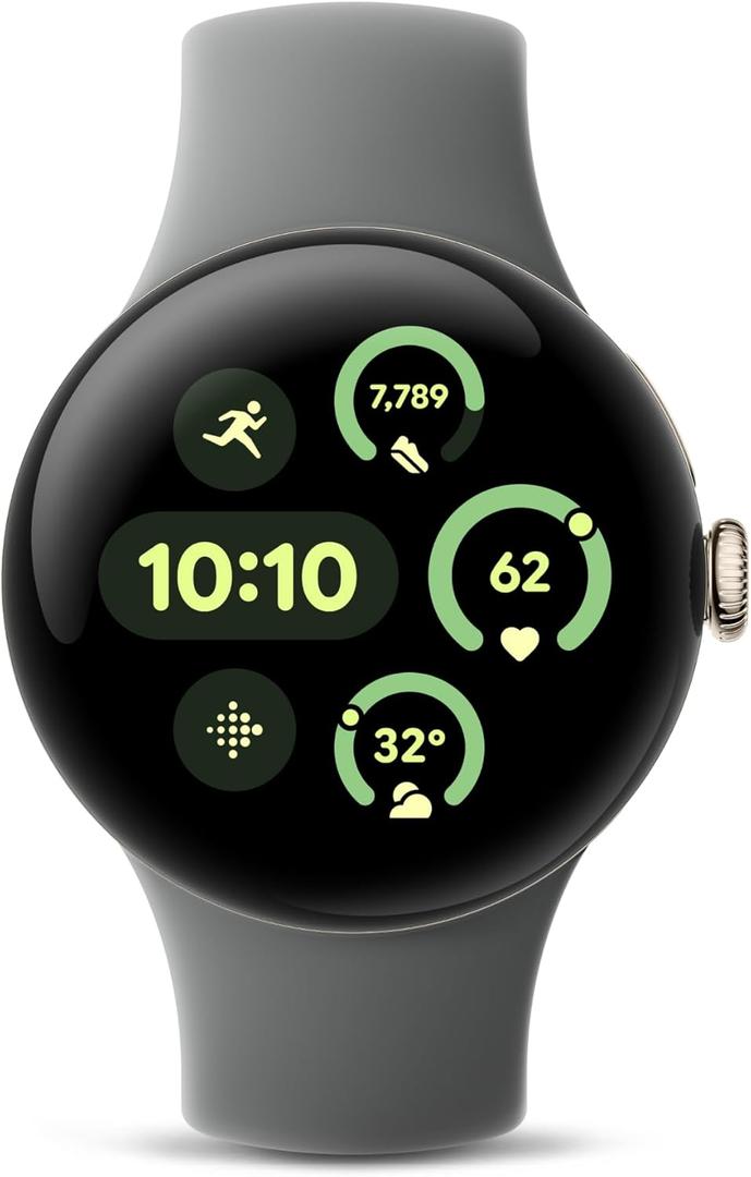 Google Pixel Watch 3 (41mm) Latest Model - Android Smartwatch, Heart Rate Tracking, Fitbit Advanced Running, Fitness Insights, 24-Hour Battery - Champagne Gold Aluminum Case - Hazel Band - Wi-Fi