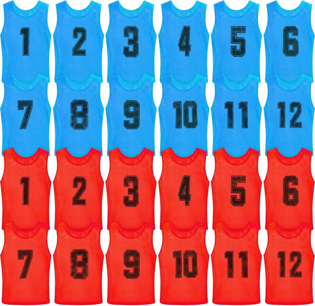 Vabean 24 Pack Nylon Mesh Scrimmage Team Practice Vests Pinnies Jerseys Train Vest for Adult Sport Basketball Soccer Football
