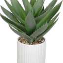 Hollyone Large Artificial Agave Plants 11.8 Fake Succulents Potted Faux Aloe Vera Plant in White Pot Succulent Agave Plants for Desk Modern Office Living Room Table Shelf Home Indoor Outdoor Decor (Light Green)