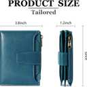 Airkit Small Wallet Women RFID Blocking Soft Leather Bifold Compact Card Holder Wallet for Women with Zipper Coin Pocket 4 ID Window, Peacock Blue