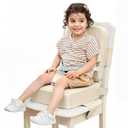 HOMEAL Toddler Booster Seat for Dining Table - Toddler Dining Cushion with Wipeable Surface -Booster Seat for Kitchen Chair with Easy-Install Straps - Breathable Fabric - Beige