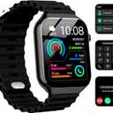 Smart Watch for Men Women, 2.09" AI Fitness Smartwatches with Calling/SMS, Heart Rate/Sleep/SpO2 Monitor, Pedometer, Dual Bands, 1 Game for Android/iOS Phones (Black)