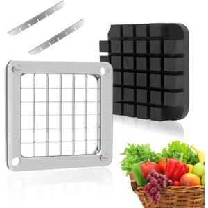 Replacement Chopper1/2 Blade,Commercial Vegetable Chopper Dicer Stainless Steel Blade and Pusher Block for Fruit Cutting Machine Tomato onion French Fries Cutter