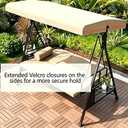 Swing Canopy Replacement Cover, 3 Seat Waterproof Outdoor Swing Covers for Outdoor Patio Swings, Universal Fit Garden Backyard Furniture Covers Porch Swings Canopy Replacement Top (Beige, Large)