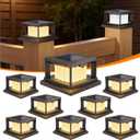 Mlambert 8 Pack 4x4 Solar Post Light, 2 Modes Wooden Vinyl Fence Cap, Brown