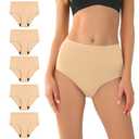 BATTEWA Seamless Incontinence Underwear for Women Ultra Soft Leakproof Panties, 50ml Light Absorbent Washable Briefs Bladder Control 5Pack(Beige, 2X-Large)
