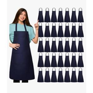 Suhine 36 Pack Plain Bib Aprons Bulk with 2 Pockets Unisex Aprons Machine Washable Chef Aprons for Kitchen Restaurant Cooking