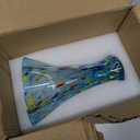 9.0" H Aqua Glass Vases for Flowers, Unique Hand Blown Glass Vase Aqua Home Decor, Wide Mouth Colorful Flower Vase Centerpieces, for Living Room Table Bookshelf, Bathroom Office Shelf Decorative