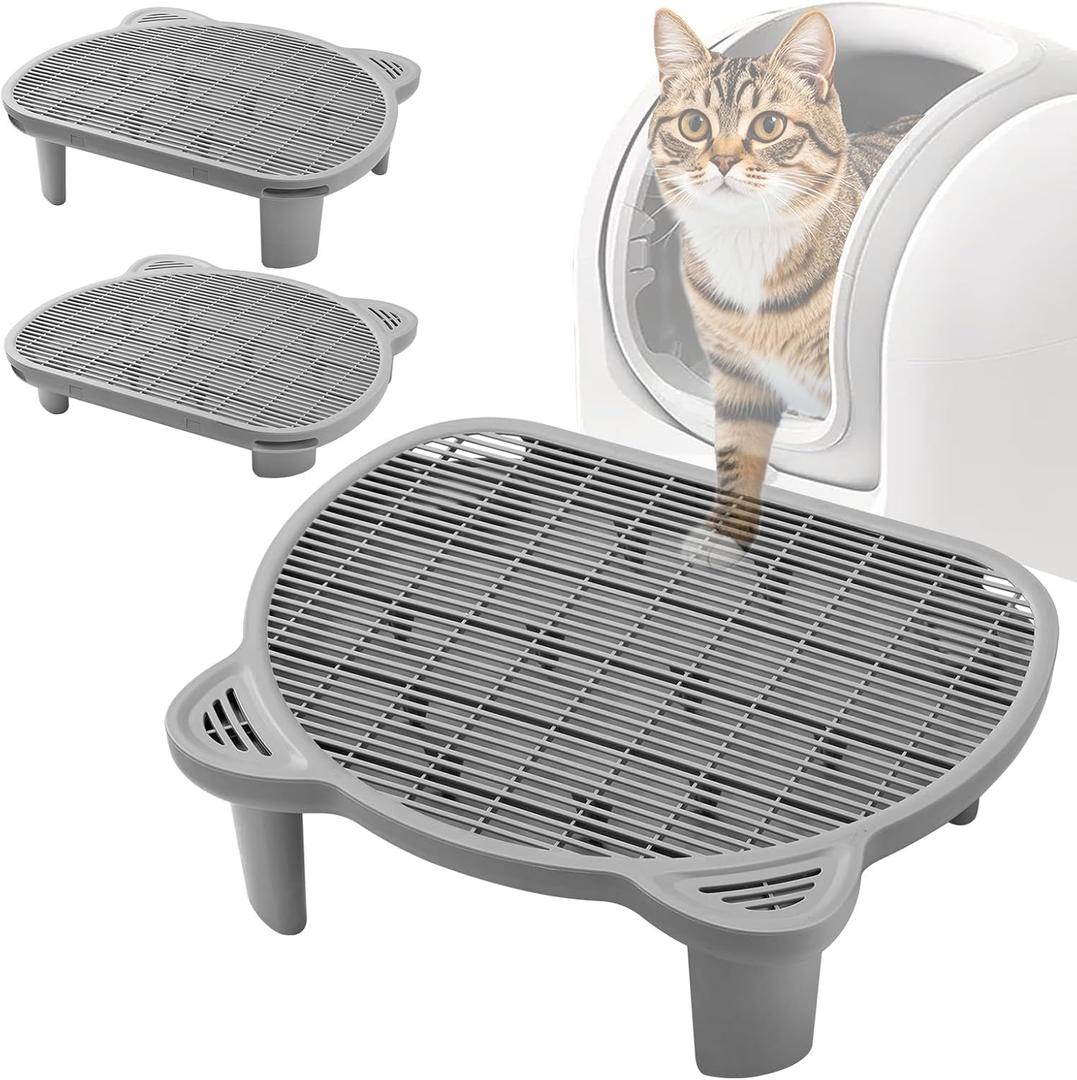 Litter Catching Step for Cat Litter Box, Litter Trap Stool for Automatic Litter Box Self Cleaning, Litter Collection Stairs, Litter Catcher Ramp for Old Geriatric Senior Cat or Kitten (Grey)