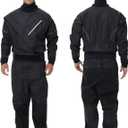 Dry Suits for Men,Front Zip for Sailing,Kayaking,Paddling with Reinforced Knees and Seat,Waterproof and Breathable (Large, Black)