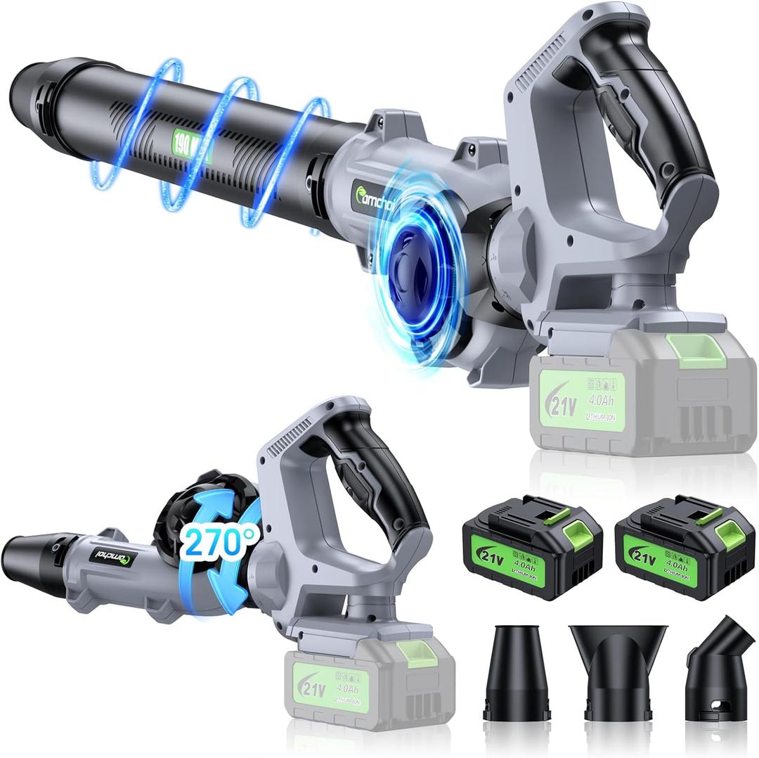 Electric Leaf Blower Cordless, 900,000 RPM, 2 x 4.0Ah Batteries & Charger, Handheld Leaf Blowers for Lawn Care, 5 Speed Mode, Portable Lightweight Grass Blower for Yard, Patio Use(Dark Blue)