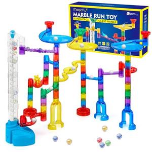 Magicfly Marble Run Set with Motorized Elevator, 127 Pcs Marble Track Building Toy with Glass Marbles for Kids, Ideal STEM Marble Maze Gift for Christmas or Birthday