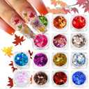 DANNEASY 14 Boxes Maple Leaf Nail Glitter Fall Nail Art Sequins Holographic Nail Flakes 3d Laser Nail Foil Flakes Nail Charms Nail Decoration Nail Art Accessories