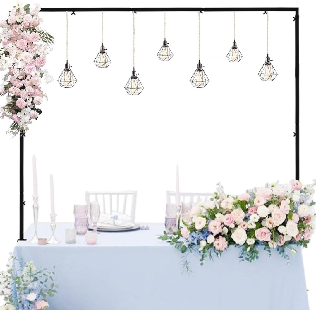 Over The Table Rod Stand with Clamps Metal Table Arch, Adjustable 13''-42'' Tall, 29''-98'' Length, Ideal for Birthday Wedding Party Baby Shower Anniversary Halloween Christmas DecorationBlack