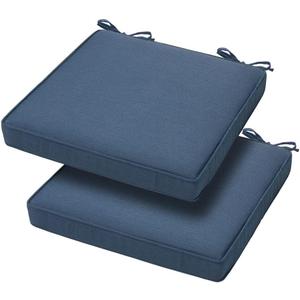 Magpie Fabrics Indoor Outdoor Waterproof Square Chair Cushion, 18" x 18" x 2.5", 2 Pack, Water Resistant Seat Cushions, for Patio Garden Office, Navy