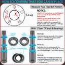 iBroPrat 1 Sets Trailer Hub Kit 5 Bolt 4.5, Trailer Axle Kit for 2000 lb 5 Lug Trailer Hub Fits 1" and 1-1/16" Spindle with Extra Dust Cap and Rubber Plug