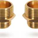 3/4'' GHT Male x 1'' NPT Male Connector, Brass Garden Hose Fitting Adapter, Industrial Metal Brass Garden Hose to Pipe Fittings Connect (2 Pack)