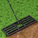 Lawn Leveling Rake 44x10 inch, Heavy Duty Lawn Leveler Tool with 77 Adjustable Long Handle, Powder-Coat Steel Garden Rake, Ground Leveler for Yard Smoothing Soil Grass Dirt Sand, Black