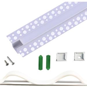 Plaster-in Trimless Ceiling Recessed LED Strip Channel Diffuser 10-Pack 3.3FT,Continuous Silicone Cover with Bilateral Upper Flange,Wide Aluminum Drywall Track (10X3.28FT, Bilateral Upper-Flanged)