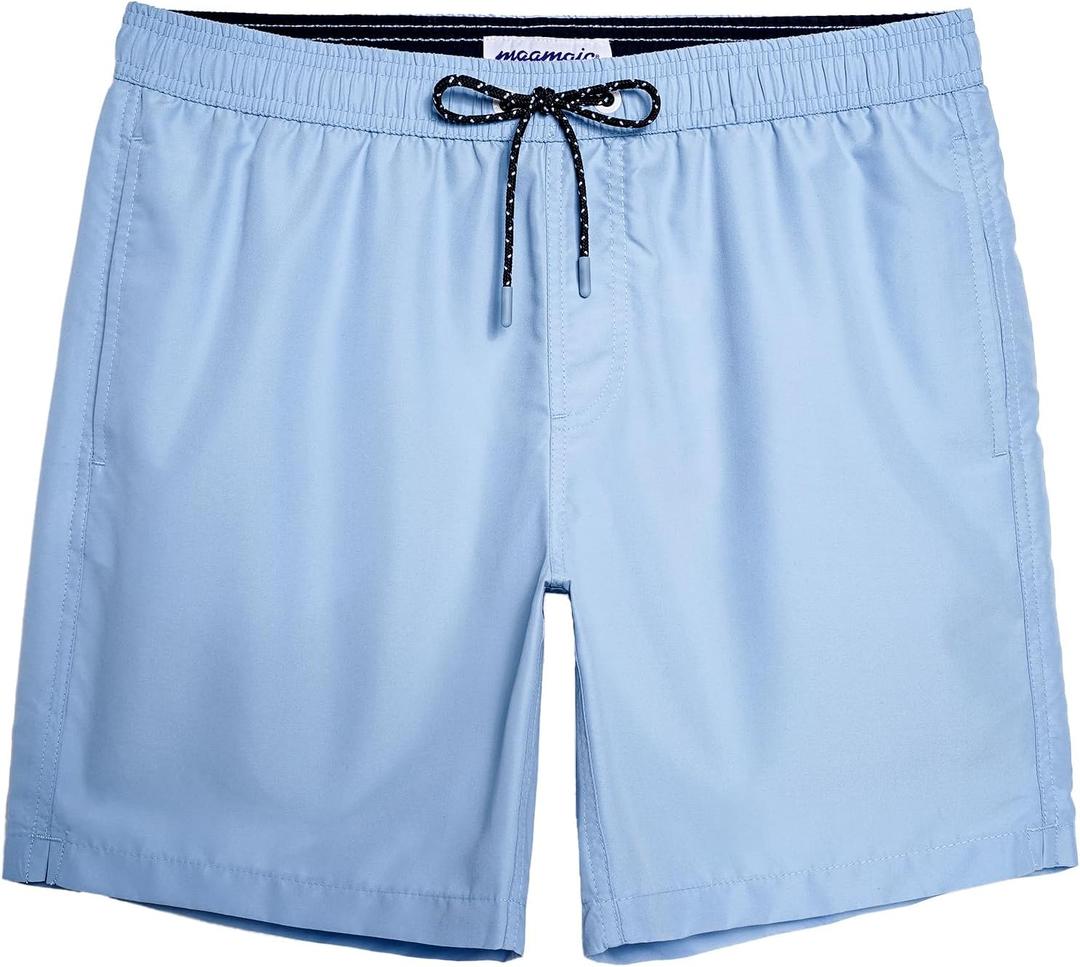 maamgic Mens Swim Trunks Quick Dry Swim Shorts with Mesh Lining Funny Swimwear Bathing Suits 7inch (Blue, L)