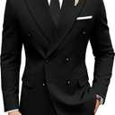 Men Suits Slim Fit 2 Piece Suit for Wedding Peak Lapel Suit Jacket Pants Set Business Formal Suits Prom Tuxedos (Black, M)