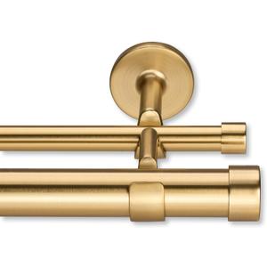 Cambria Designer Series - Premium 3.5 foot Custom Double Curtain Rod - 1-1/8 inch Large Diameter - Non-Adjustable for a Seamless Look - Premium Designer Brackets and End Caps - Brushed Gold Finish