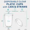 Homestockplus 15 oz Clear PET Plastic Cups with Lids and Straws - 100 Pack Leak-Proof Disposable Plastic Coffee Cups Iced Coffee Cups for Smoothies, Bubble Tea & To-Go Cold Drinks