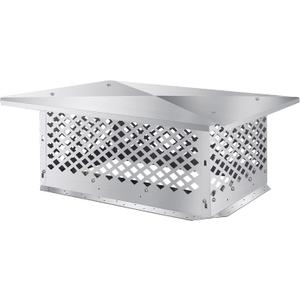 Chimney Cap, Chimney Cover, Bottom Installation Method Adjustable to Fit Outside Existing Clay Flue Tile Dimensions All Stainless Steel Structure, with Meshes, Bolts, Screws (14" x 30")