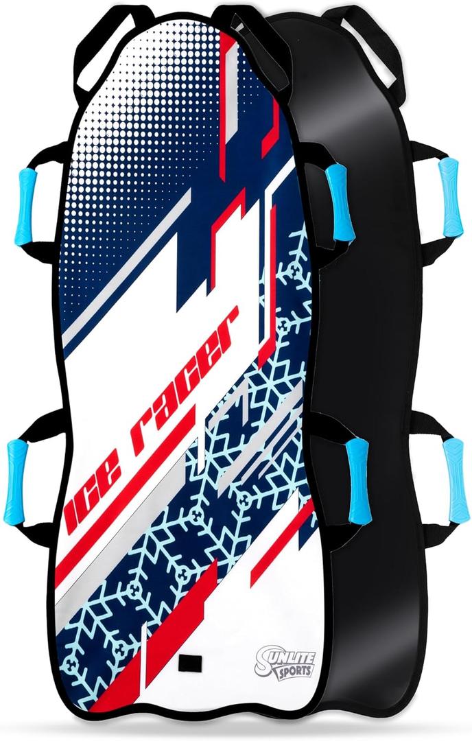 Sunlite Sports 45 Snow Sled  Foldable or Foam Style Toboggan for Kids & Adults, Reinforced Bottom, Durable Stitching & Ergonomic Handles  Lightweight & Portable Winter Sled (3.1) Ice Captain 45" Foldable Sled)