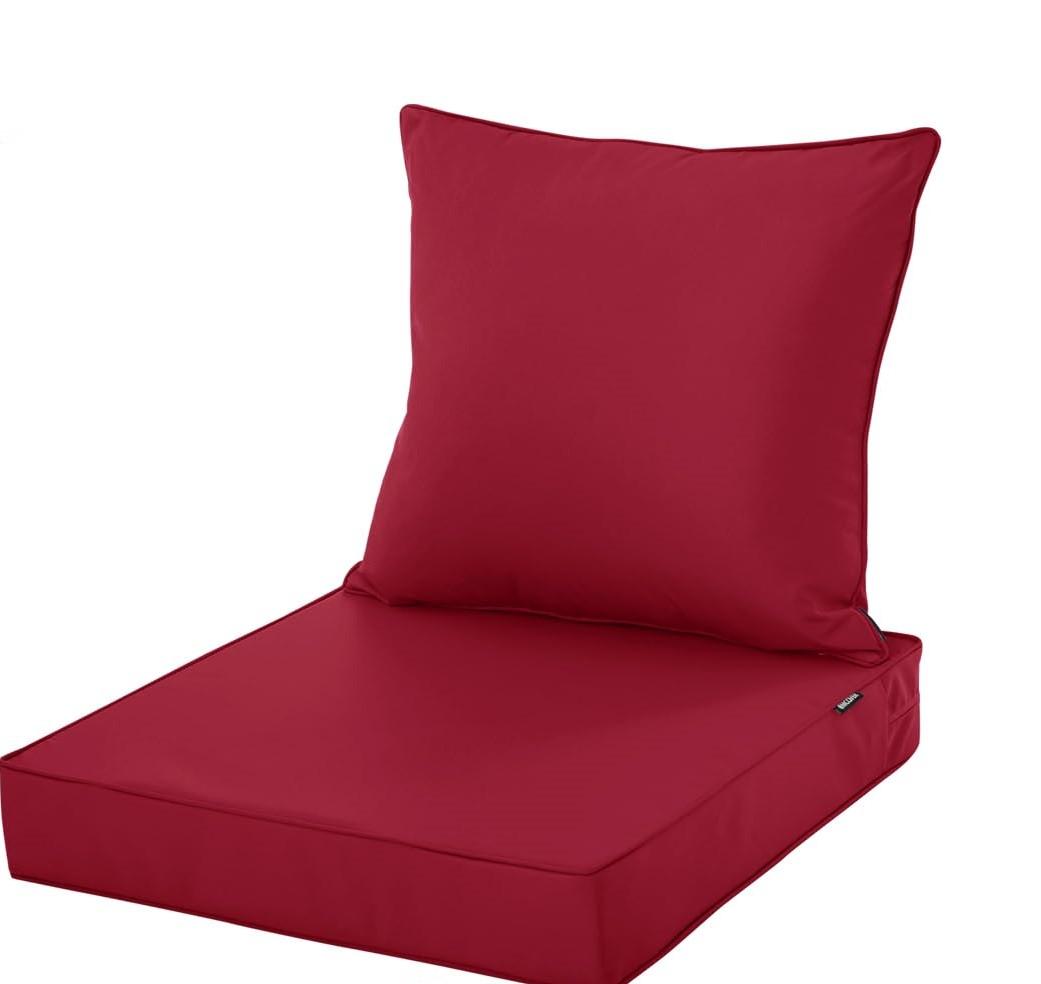 Comcaver Waterproof Outdoor Chair Cushion Set, Fade and Tear Resistant Patio Furniture Cushions with Removeable Covers, 19x19 Inch, Burgundy, 1 Set