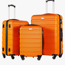 Coolife Luggage 3 Piece Set Suitcase Spinner Hardshell Lightweight TSA Lock (orange)