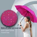 MRTLLOA 42 Inch Compact Windproof Travel Umbrella for Rain, Lightweight, Portable, Automatic, Strong, Waterproof Folding Small Umbrellas for Women & Teenagers(Magenta Dots)