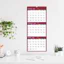 3 x 2026 Wall Calendar - 3 Month Calendar 2026 Vertical, Jan 2026 - Dec 2026, 3 Month Wall Calendar 2026, 11 x 26 In Open, 2026 Calendar with Large Print, Holidays, Thick Paper, Priorities Notes, Red