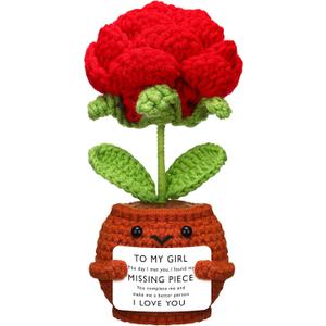 Chunful Valentines Day Crochet Gift for Girlfriend Romantic Handmade Crochet Rose Flower for Her I Love You Gift for Valentines Day Birthday Wedding Anniversary