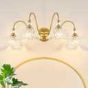 Gold Bathroom Vanity Light, 4-Light Brushed Gold Finish Vanity Light with Floral Clear Glass Shades, Vintage Wall Mount Lighting for Bathroom, Dressing Table