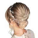 Bridal Wedding Hair Vine,Extra Long Pearl and Crystal Beads Bride Head Piece,Silver Hair Accessories for Women and Girls (Silver)