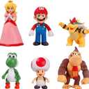 6 Pcs Mario Figures Set, 6 Inch Mario Figures, Classic Characters Collection for Birthday Party Cake Toppers & Room Decor
